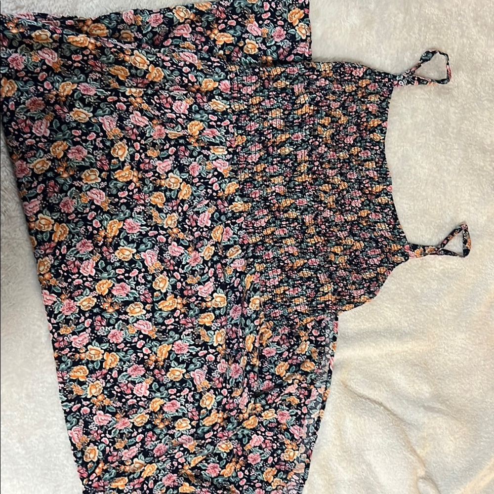 Old Navy Floral Midi Dress - Black, Pink, Yellow